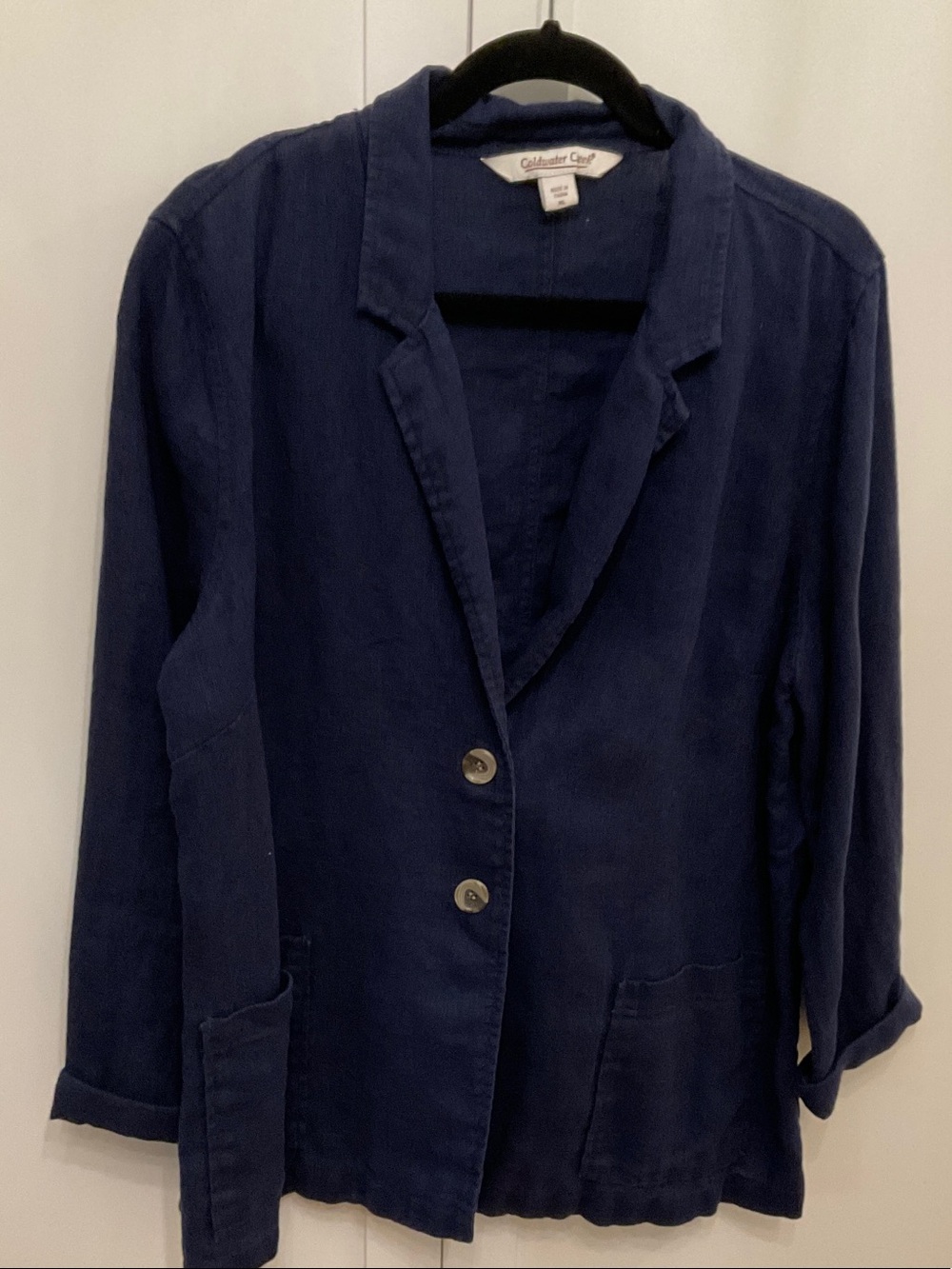 Coldwater Creek Deep Navy Lightweight Linen Blazer